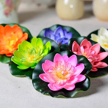 10 CM Dia Plutitoare Artificiale Lotus Ornament Acvariu Rezervor de Pește de Apă Iaz Crin Simulare Flori Pentru Gradina Decor Acasă