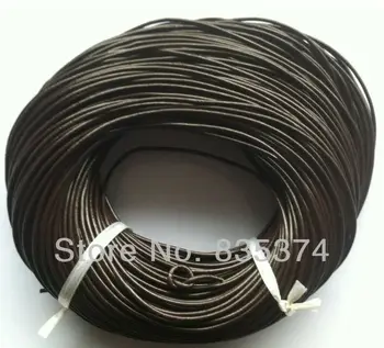 100 M/ROLA Lungime Maro Inchis Rotund Real Bijuterii din Piele Cablu de 2mm