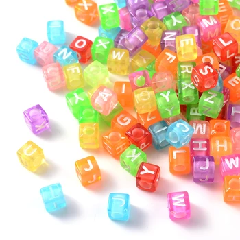 100buc/Lot Mixt Pătrat Scrisoare Margele Acrilice Transparente Cub Alfabet Margele Vrac Pentru a Face Bijuterii DIY Brățară Colier