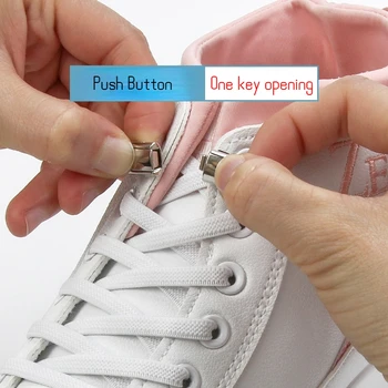 1Pair Elastic Nu-și lege Șireturile de Metal Buton Șireturi Pentru Adult Adidași Rapid Leneș Blocare din Metal Șireturi de Pantofi Siruri de caractere