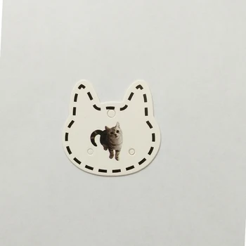 200pcs/lot 3.7x3.5 cm Hârtie Albă Cercei Card de Bijuterii Știfturi de Ureche Display de Ambalare Carduri de Pisica Forma Capului Eticheta Tag Card de Bijuterii