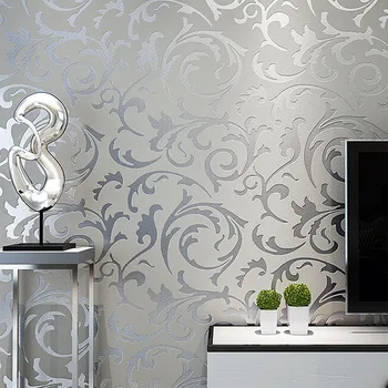 3D Damasc Relief Rola Tapet Living European de Argint Florale Non-țesute de Hârtie de Perete Dormitor Acoperiri de Perete Decor Acasă