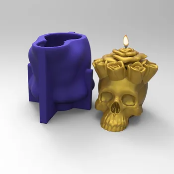 3D Rose Flower Skull Lumânare Mucegai de Casă Lumanare Aromatherapy Face Mucegai Săpun Mucegai Halloween Decorare DIY Cadou Ornament