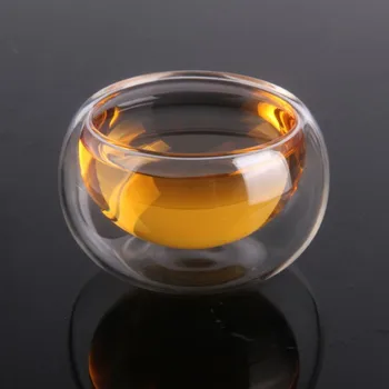 6 buc/pachet Volum=50ml Mici SizeDouble Perete Ceașcă de Sticlă Rezistente la Căldură de Sticlă Transparentă Cupa