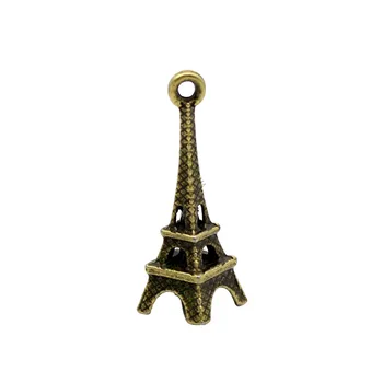 80buc-- Bronz Antic 3D Turnul Eiffel Farmece Pandantiv, DIY Pentru Bratara Colier 26x9mm