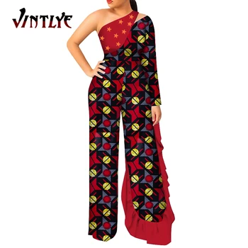 Africa de Haine pentru Femei Ankara Print Floral pe Un Umar Costume Lady Haine de Vară Casual Dashiki Femei Tinuta Wy9814