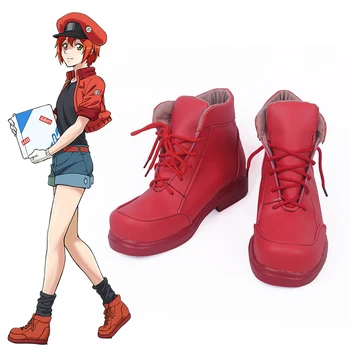 Anime Celule la locul de Muncă! Cosplay Pantofi De Celule Roșii Din Sânge Cosplay Pantofi De Halloween Petrecere De Carnaval Hataraku Saibou Pantofi De Agrement De Zi Cu Zi