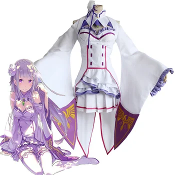 Anime Re Zero Incepand De Viață Într-O Altă Lume Emilia Cosplay Costum Re Zero Kara Hajimeru Isekai Seikatsu Rochie Custom Made