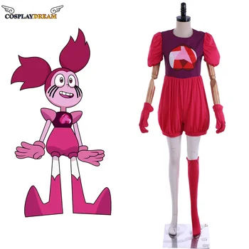 Anime Steven Univers Spinel Gem Cosplay Costum Fete Femei Roșu Purpuriu Salopeta Mănuși Șosete Costum Halloween, Costum Personalizat