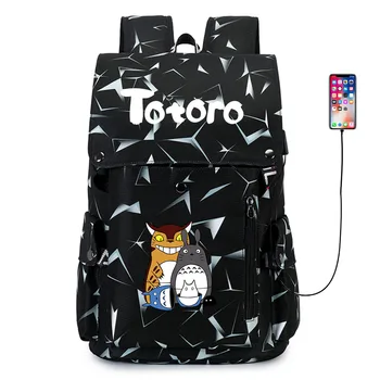 Anime Totoro Imprimare Rucsac de Încărcare USB Packsack Călătorie Geanta de Laptop Oxford Pânză Rucsac Student Fermoar Desene animate Ghiozdan