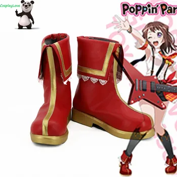 BanG Vis ! Fetele Trupa Petrecere! Poppin'Party Kasumi Toyama Pantofi Roșii Cosplay Cizme Lungi Din Piele Custom Made Pentru Crăciun