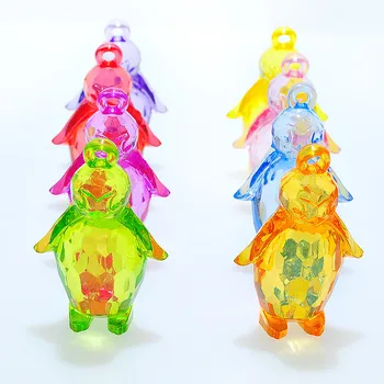 Bijuterii DIY Constatările Transparent Stil Colorate Acrilice Colier cu Pandantive Animal Pinguin Forma Ornament Farmece 49*30*17mm 60pcs