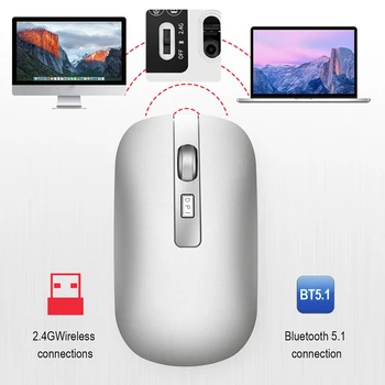 Bluetooth reîncărcabil 5.1 Wireless Silent Mouse-ul 500mA Role de Metal pentru Calculator de Birou Accesorii PC