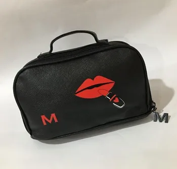 Brand de moda machiaj sac litera M logo cu fermoar, saci de cosmetice