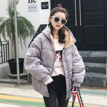 Bumbac Căptușit Sacou Elegant Student de sex Feminin Pâine Haine Stil coreean Liber BF Jachete Matlasate pentru Femei de Iarnă Supradimensionate Parka cu Gluga