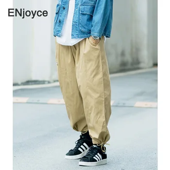 Bărbați Vintage Kaki Pantaloni Largi 2021 Primăvară Japonia Stil Casual Streetwear Largi Picior Pantaloni Hip Hop Pantaloni Salopete Supradimensionate