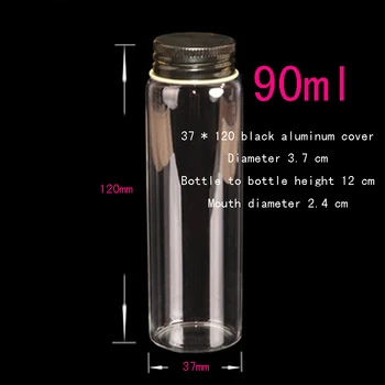 Capacitate 90ml(3.7*12*2.4 cm) 50pcs negru capac din Aluminiu, sticlă ,Sticle de Sticlă cu capac,90ml Sticle goale