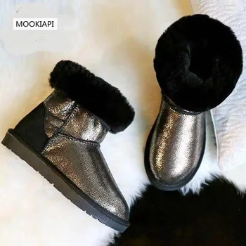 Cele mai recente piele de oaie autentic în 2019, 100% lana naturala pentru femei cizme de zăpadă, butoi pantofi pentru femei, 6 culori, livrare gratuita
