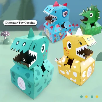 Copii Dinozaur Cutie de Jucărie Poate Purta Cutie DIY de Mână-a făcut Grădinița de Performanță Costum de Hârtie de Dinozaur Jucărie-joc de Rol