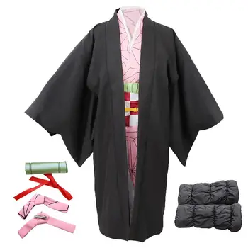 Copiii Adulți Personaj Anime Kamado Nezuko Kimono Cosplay Costum Figura Haine Kimono Uniformă Haine Popi Set Favoruri De Partid