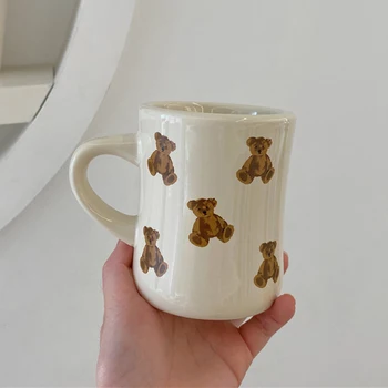 Coreeană Ceramice Cana De Cafea Urs Drăguț Cană De Bucătărie Ceai Lapte Mic Dejun Retro Nordic Cana Acasă Cuplu De Craciun Cana Cadouri