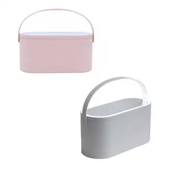 Cosmetice Organizator Praf-dovada Capac Cutie de Depozitare de Lumină LED Oglinda Portabil Face Caz de Călătorie în aer liber, Hotelul Roz