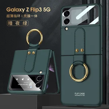 Cu Degetul Inelar Caz Flip Pentru Samsung Galaxy Z Flip 3 Caz Pentru F7110 Caz