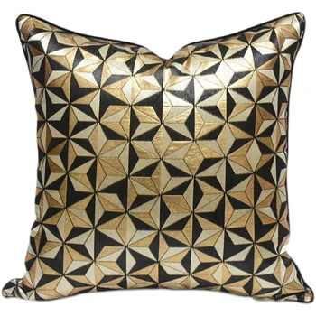DUNXDECO de Lux de Aur Negru Geometrice față de Pernă Decorative Canapea Pernă de Artă Acasă Modern, Simplu Fotoliu Pat Coussin