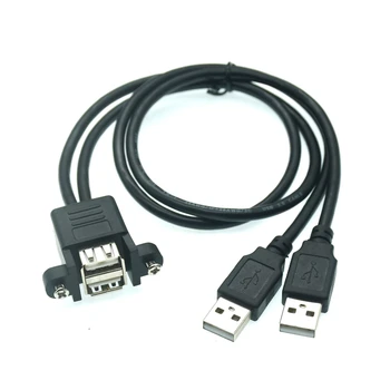 Dual Port USB 2.0 de sex Masculin La Feminin M/F Extensia Șurub de Blocare a Panoului de Montare de Cablu 30cm, 50cm
