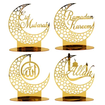 Eid Mubarak Acrilice Ornament De Aur De Argint De Lună Forma De Stea De Masă Ramadan Decor Islamice Musulmane Acasă Eveniment Consumabile Partid