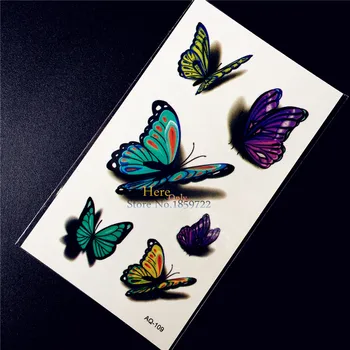 Fals Tatuaj Henna Butterfly Impermeabil Transfer Detașabil Autocolante Tatuaj HAQ-109 Femei Sfaturi de Machiaj Tatuaj 3D Frumusete de Fluture