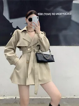 Femeie Trench Scurt Moda coreeană Streetwear Luxusy Pierde Mantia Casual Elegant 2022 Toamna pentru Femei Jacheta Haina