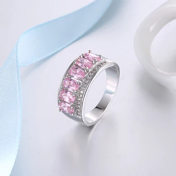 Garilina bijuterii Drăguț breloc culoare Roz CZ Inel pentru femei de Culoare Argintie Fille benzile de Nunta Aniversare Inel AR2165