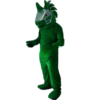 Green Horse Mare De Pluș Scurt Desene Animate Performanță Mascota De Mers Pe Jos De Păpuși Costum De Animal