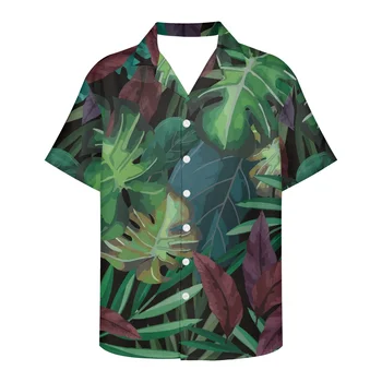 HYCOOL 5xl Beach Wear Loose Buton de Cămașă Hawaiană Oameni de Palmier Verde cu imprimeu Plus Dimensiune Bărbați Tricou Maneca Scurta Personalizat Îmbrăcăminte pentru Bărbați