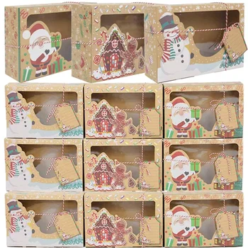 Hârtie Cutii de Cadouri de Crăciun Prezent Brioșă Gustări Cutie de Ambalaj de Hârtie de Crăciun om de Zăpadă Moș Crăciun Cutie cu Felicitare