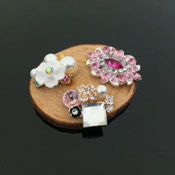 Ivory Pearl butoane metalice centrul de Flori pentru flori lucrate manual cu Argint flatback roz stras butonul de Moda DIY decorare