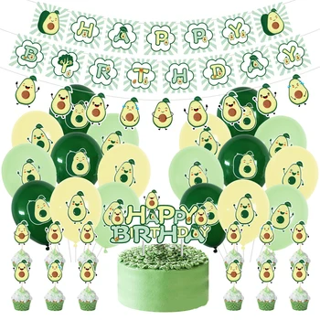 JOLLYBOOM Avocado Temă Petrecere de Aniversare Balon Set cu Avocado Banner Cupcake Toppers pentru Copii de Ziua Decor Consumabile
