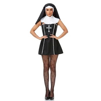 Joc Adult Uniformă Sexy Călugăriță Cosplay De Lux Costum De Bal Mascat