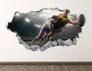 Jucătorii de Rugby de Perete Decal - Sport 3D Distrus Arta de Perete Autocolant Decor Camera pentru Copii Vinil Acasă Poster Cadou Personalizat KD759