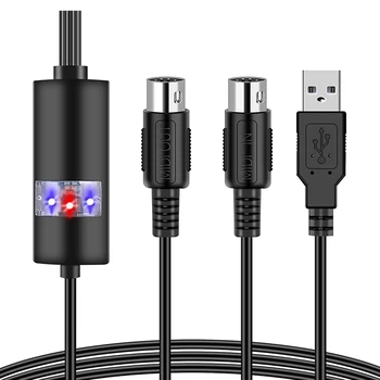 MIDI USB Cablu MIDI to USB Cablu Adaptor Convertor Conecta chitara la PC/Laptop pentru Editare și Înregistrare 2M