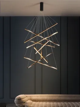 Minimalism candelabru simplu, negru, LED dreptunghiular suspendarea corpurilor de iluminat de design pentru casa scarii hol de hotel club scara chandeli