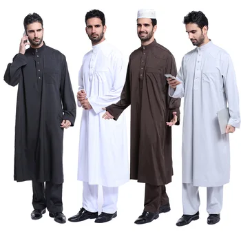 Moda De Vara Negru Gri Rochie Musulman Barbati De Casa Halat De Om Abaya Dubai 2022 Jubba Echipa Islamic Îmbrăcăminte Băiat Caftan Arabă