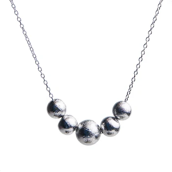 Naturale Gabaon Fier Meteorit Moldavite Pandantiv Colier Bijuterii Pentru Femei Lady Om de Cristal 5 Margele Lanțuri de Argint AAAAA 6mm 10mm