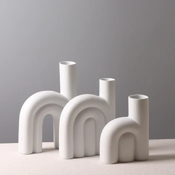 Nordic Mată Alb Vaza Model de Camera Creative în formă de H, Simplu Aranjament de Flori Hotel Home Accesorii Decor Modern