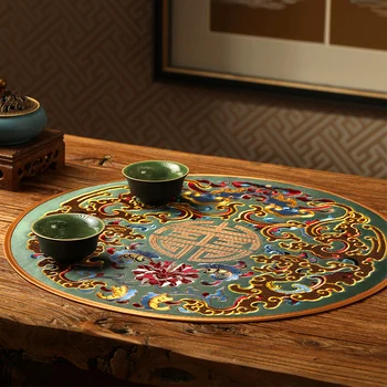 Noul stil Chinezesc broderie fata de masa mat stil Chinezesc de uz casnic vaza mat scrumiera mat antiderapant ceai de masă cupa mat