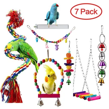 Papagal Combinație Jucărie Bird Set De Jucării Alpinism Coarda Acril Moale Bridge Station Road Colorate Leagăn Mingea Șir De Păsări Accesorii
