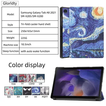 Pentru Samsung Galaxy Tab A8 10.5 2021 Cazul SM-X200 X200 SM-X205 X205 Subțire de Lumină Capac Pliant Suporta Hard Shell Cazul Folio