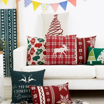 Pernă decorativă acoperi/Uri cântec de Crăciun Roșu și verde carouri bumbac pernă/cu Ridicata și cu amănuntul perne/stil Marin talie