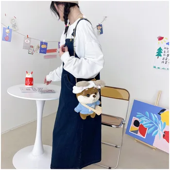 Personaje Anime Shiba Inu păpușă jucărie drăguț sac de desene animate lanț de câine pe un umăr geanta crossbody cadou de ziua anime pluș rucsac